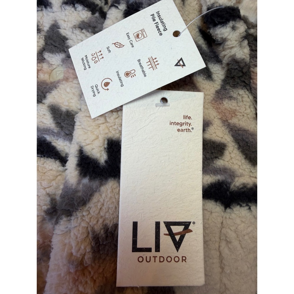 LIV Outdoor Women Medium Aztec Sherpa Fleece Longline Snap Jacket Cream Pink - Picture 9 of 9